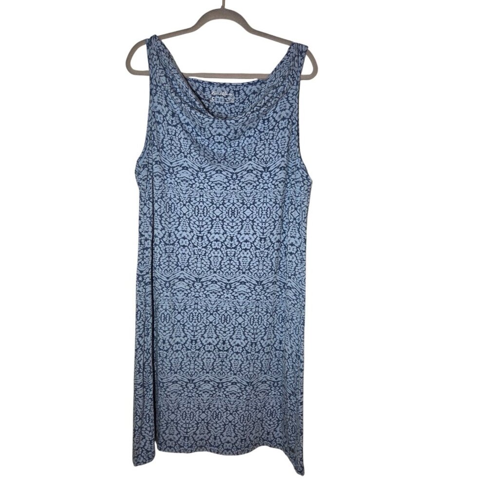 Eddie Bauer Blue Boho‎ Sleeveless Cowl Neck Stretch Shift Dress Midi/Maxi 2XL
